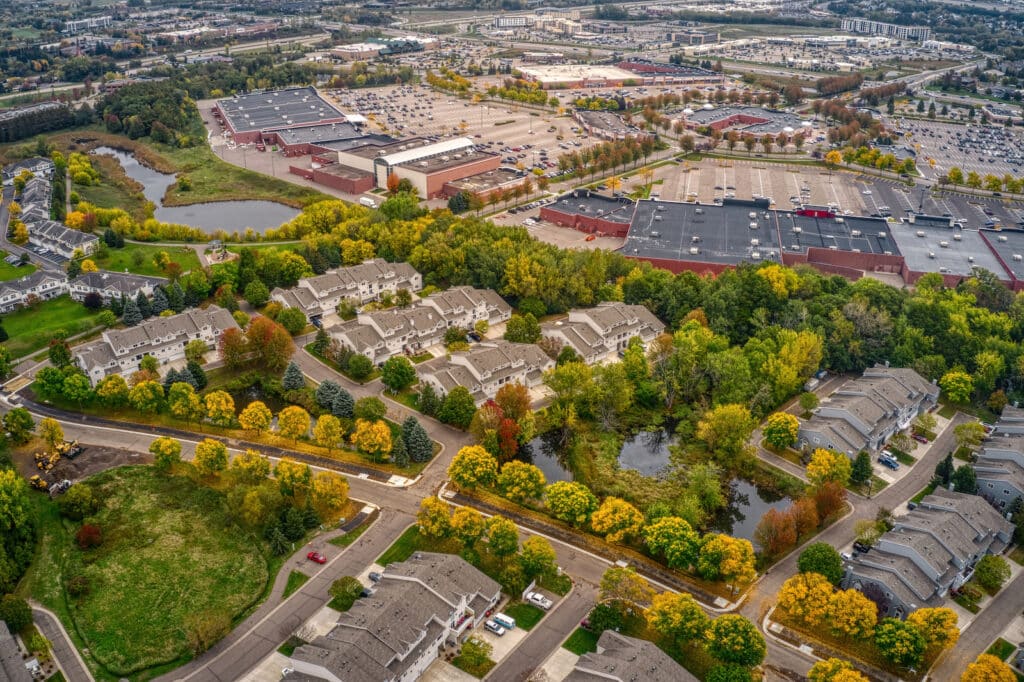 Aerial View of the Twin Cities Suburb of Woodbury, Minnesota
